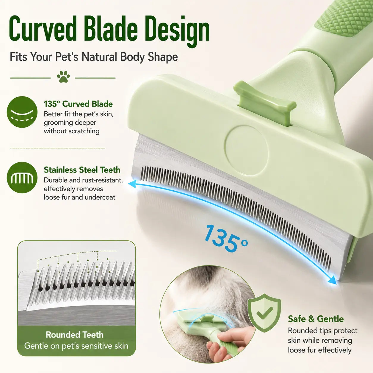 Professional Pet Deshedding Tool for Dogs and Cats - Gentle Undercoat Rake and Dematting Comb for Effective Grooming of Long-Haired Pets