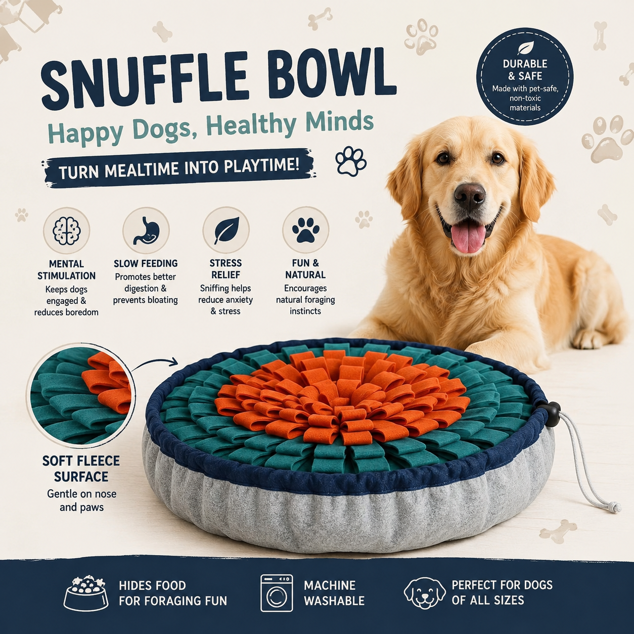 Snuffle Mat Dog Puzzle Toy and Slow Feeder for Training and Enrichment | Encourages Healthy Habits Through Nose Work Activities, Reduces Boredom, and Supports Focused Engagement in Daily Exercise Routines