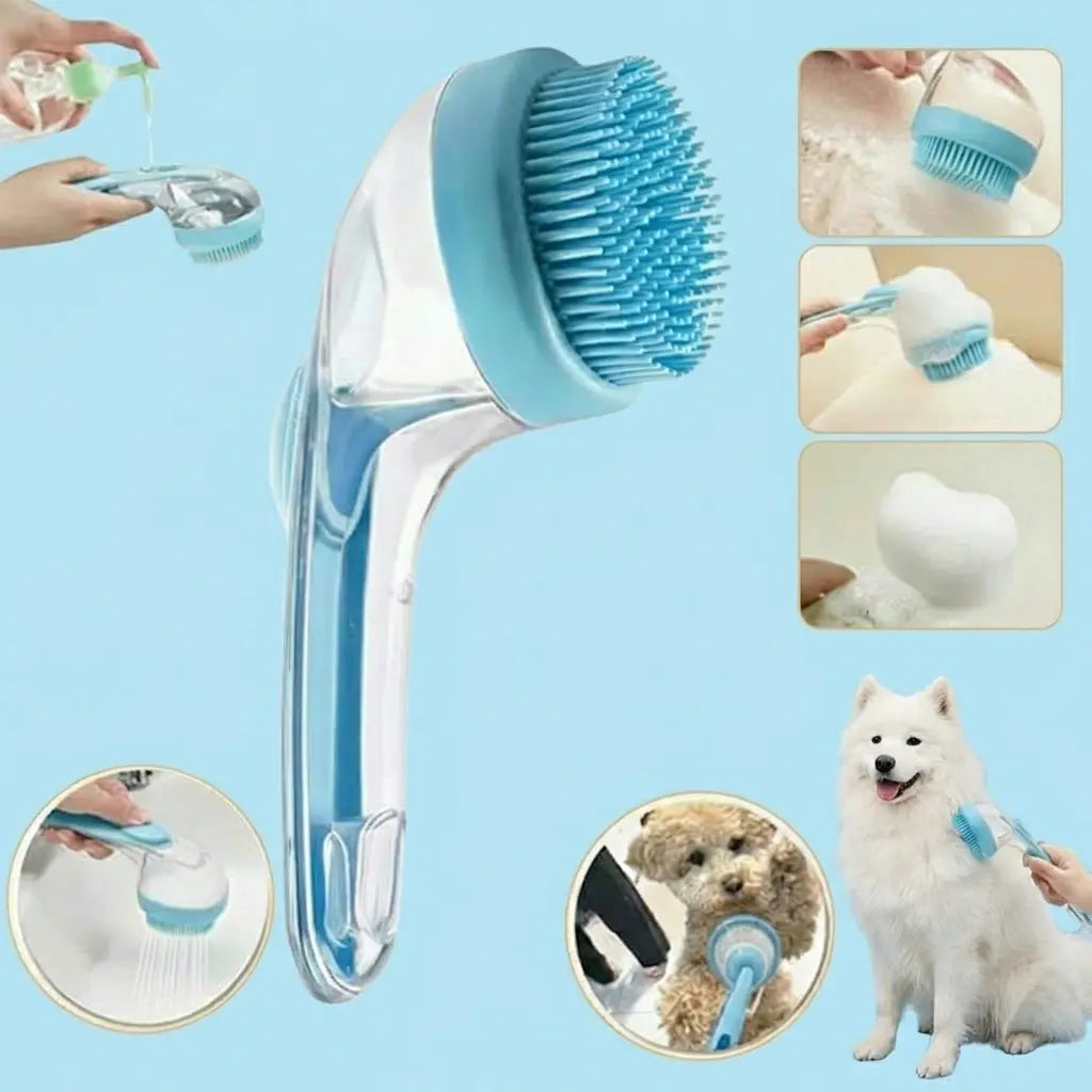 2026 Advanced 2-In-1 Pet Bath Brush with Built-In Soap Dispenser, Soft Silicone Grooming and Shedding Comb for Dogs and Cats, Gentle Massage Scrubber for Effortless Bathing and Enhanced Coat Cleanliness