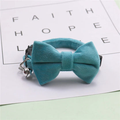 Multicolor Adjustable Cat Collars with Bow and Bell - Stylish Pet Accessories