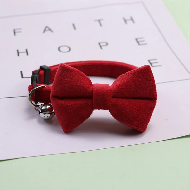 Multicolor Adjustable Cat Collars with Bow and Bell - Stylish Pet Accessories