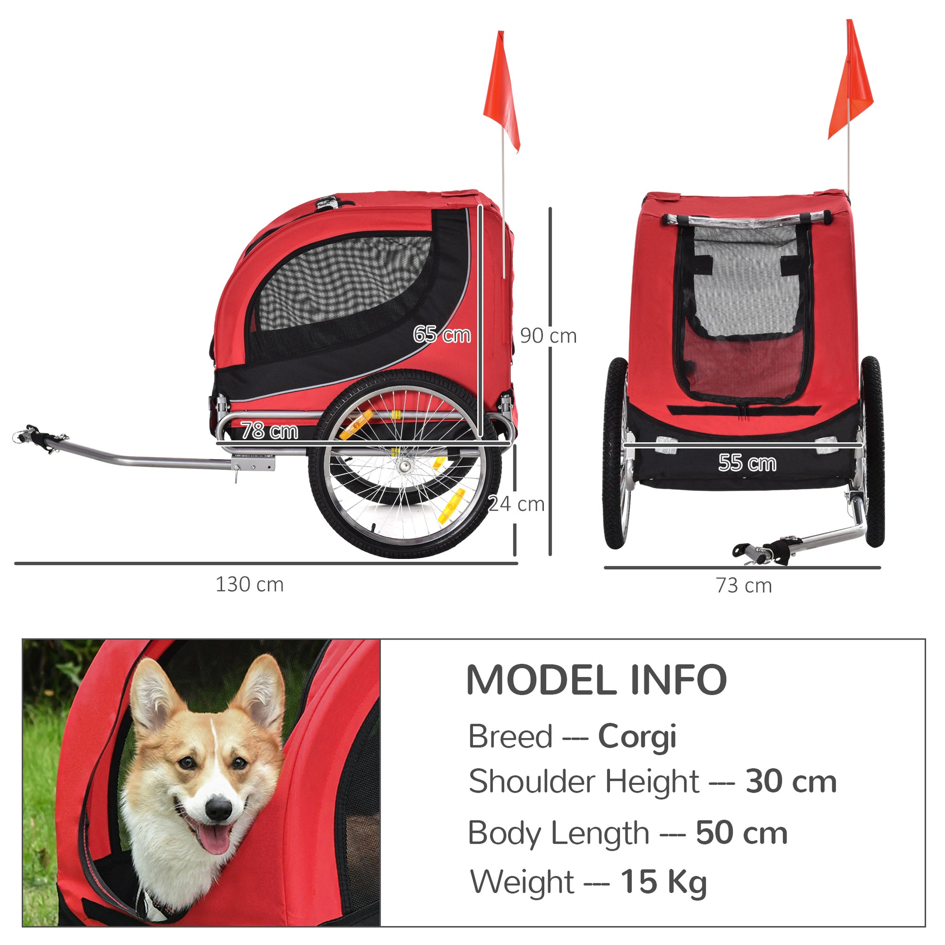 Pet Carrier and Bicycle Trailer for Small to Medium Dogs and Cats - Black and Blue