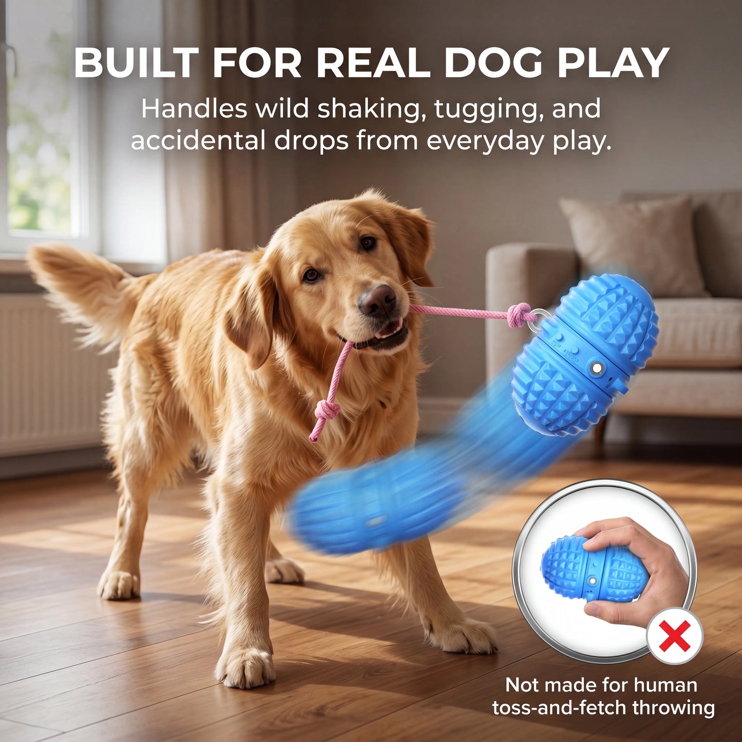 Smartwell Interactive Motion-Activated Dog Toy Ball with Voice Recording and Quiet Mode for Small to Medium Indoor Dogs