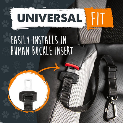 Dog Car Safety Seat Belt - Universal Pet Restraint with Premium Materials, All-Metal Hardware, Adjustable Length, and Safety Compliance for Enhanced Canine Protection (Black)