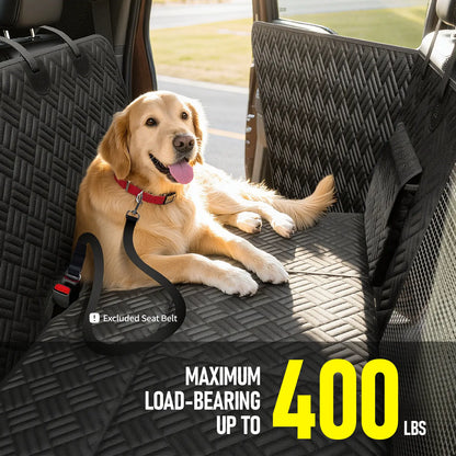 Premium Waterproof Dog Car Seat Cover with Rigid Base, Supports Up to 400 lbs | Innovative Hammock-Style Back Seat Extender for Cars, SUVs, and Full-Size Trucks (Available in Small and Large Sizes)