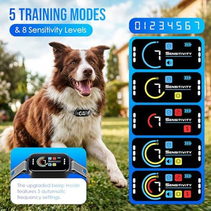Bark Control Collar Set for Dogs - Adjustable Sensitivity and Training Modes for Pets 11-120 lbs