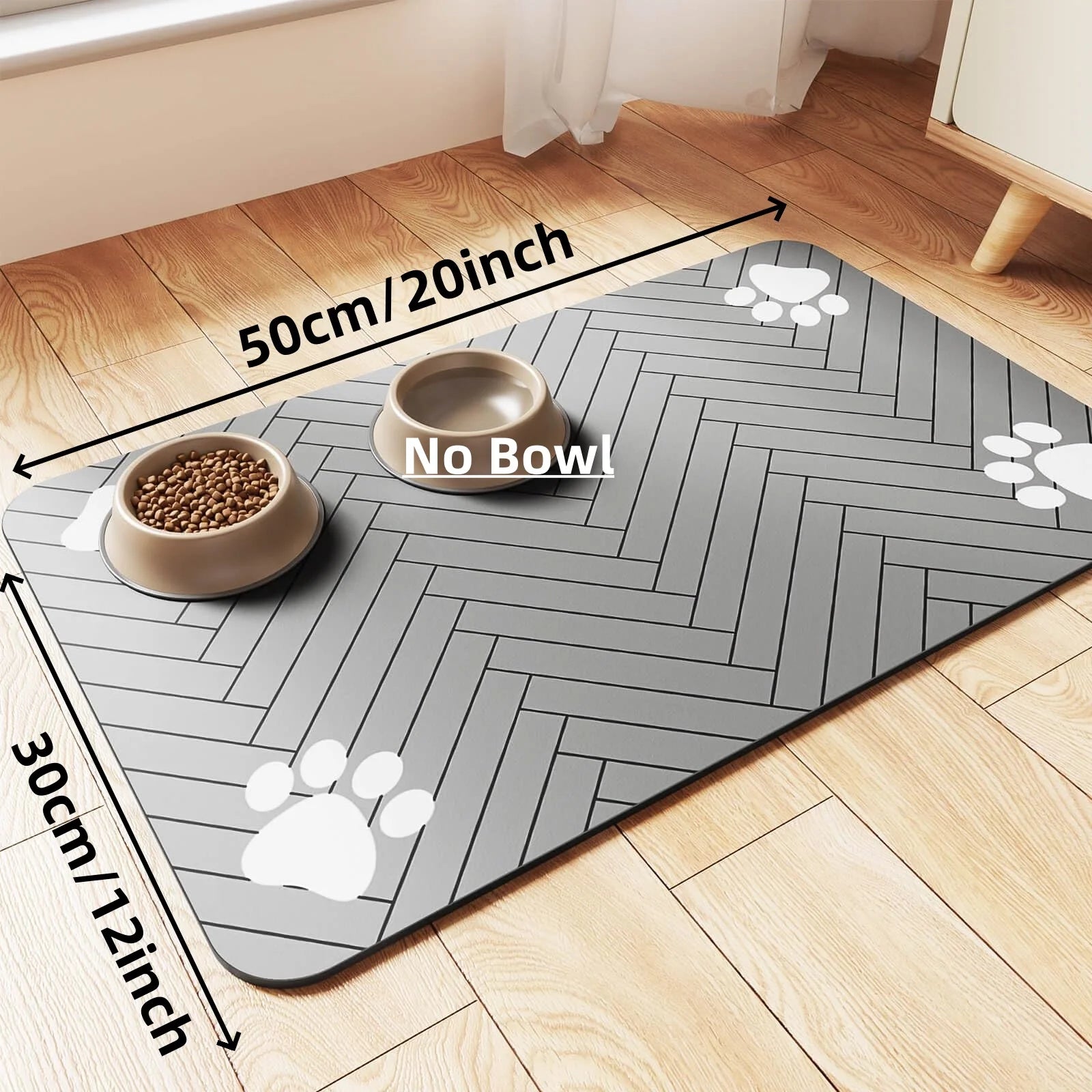 Absorbent Pet Feeding Mat with Waterproof Rubber Backing - Quick Dry Placemat for Food and Water Bowls for Dogs and Cats