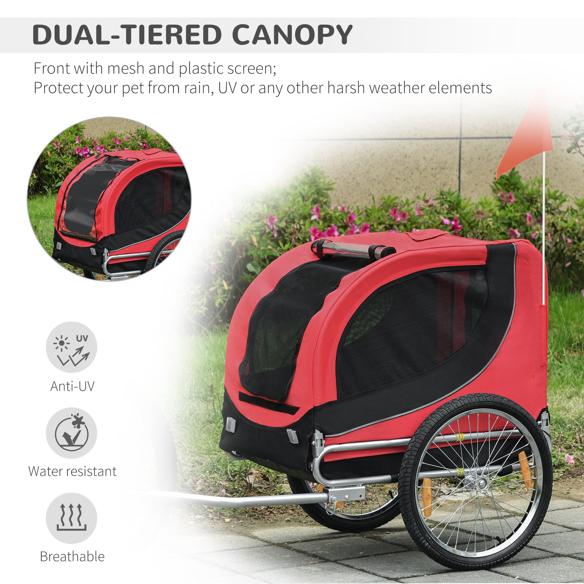 Pet Carrier and Bicycle Trailer for Small to Medium Dogs and Cats - Black and Blue