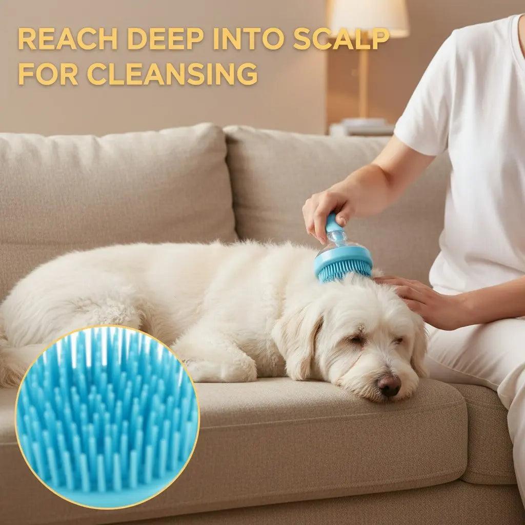 2026 Advanced 2-In-1 Pet Bath Brush with Built-In Soap Dispenser, Soft Silicone Grooming and Shedding Comb for Dogs and Cats, Gentle Massage Scrubber for Effortless Bathing and Enhanced Coat Cleanliness