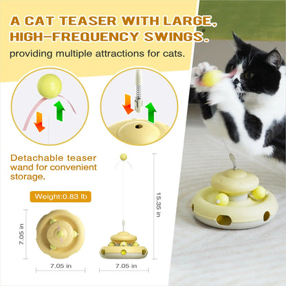KADTC Interactive Cat Toys for Indoor Cats - Feather Teaser Wand and Tracking Balls for Pet Enrichment and Exercise, Ideal for Kittens and Adult Cats