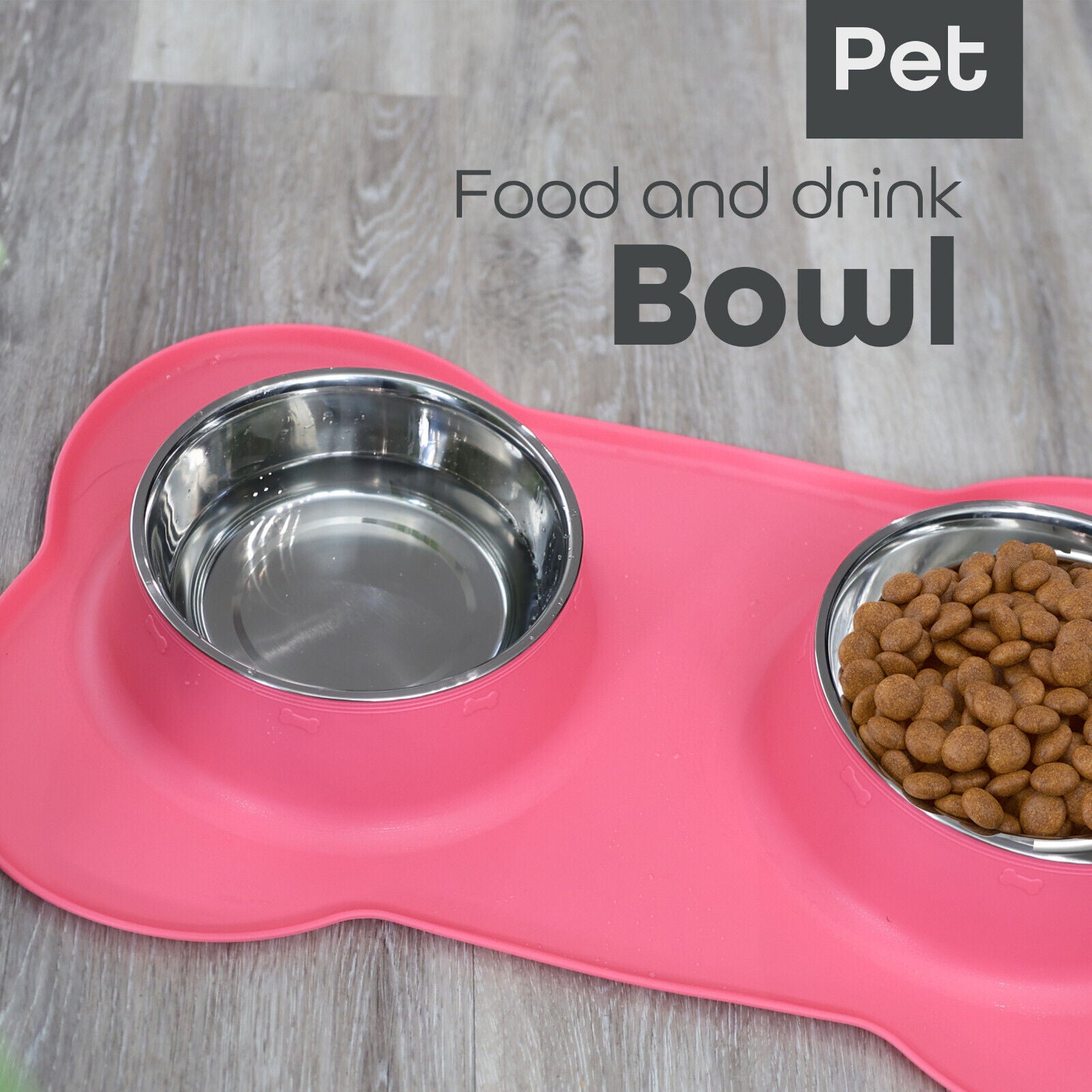 Double Stainless Steel Pet Bowl Set with Non-Slip Base for Food and Water