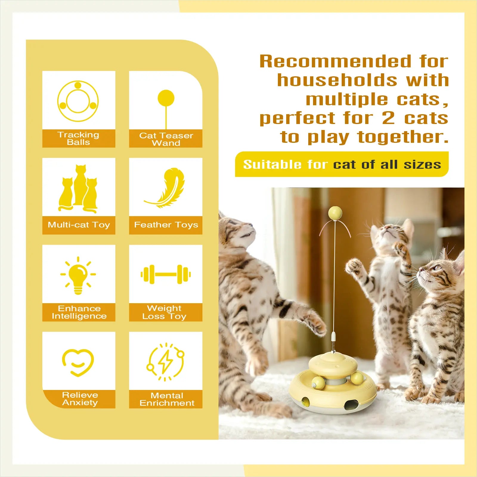 KADTC Interactive Cat Toys for Indoor Cats - Feather Teaser Wand and Tracking Balls for Pet Enrichment and Exercise, Ideal for Kittens and Adult Cats