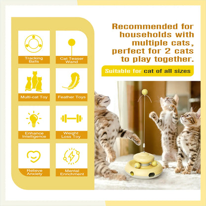 KADTC Interactive Cat Toys for Indoor Cats - Feather Teaser Wand and Tracking Balls for Pet Enrichment and Exercise, Ideal for Kittens and Adult Cats