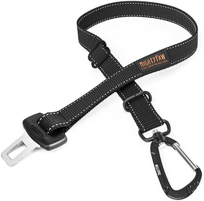 Dog Car Safety Seat Belt - Universal Pet Restraint with Premium Materials, All-Metal Hardware, Adjustable Length, and Safety Compliance for Enhanced Canine Protection (Black)