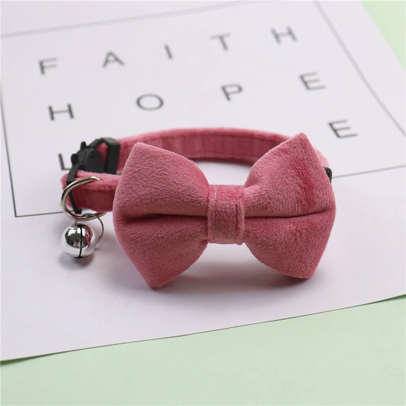 Multicolor Adjustable Cat Collars with Bow and Bell - Stylish Pet Accessories