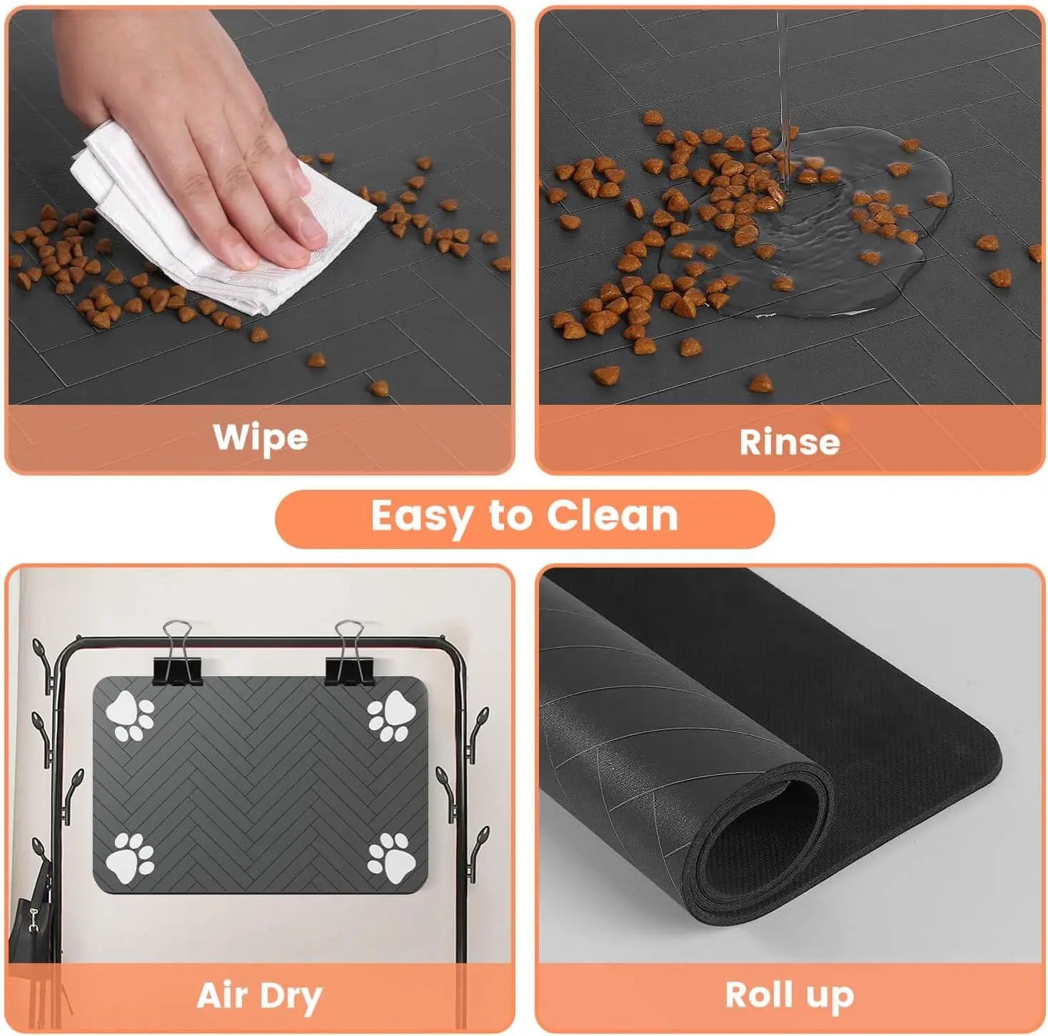 Absorbent Pet Feeding Mat with Waterproof Rubber Backing - Quick Dry Placemat for Food and Water Bowls for Dogs and Cats