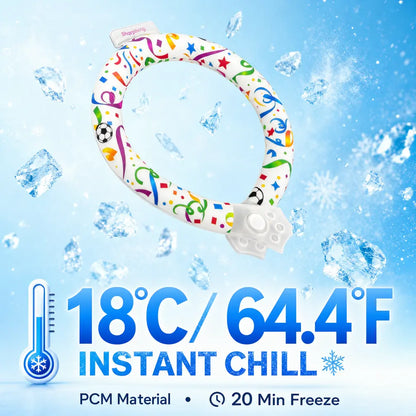 Ultimate Reusable Pet Cooling Collar - Instant 64°F Chill for Dogs & Cats | Sweat-Free, Eco-Friendly Neck Ring for Summer Adventures