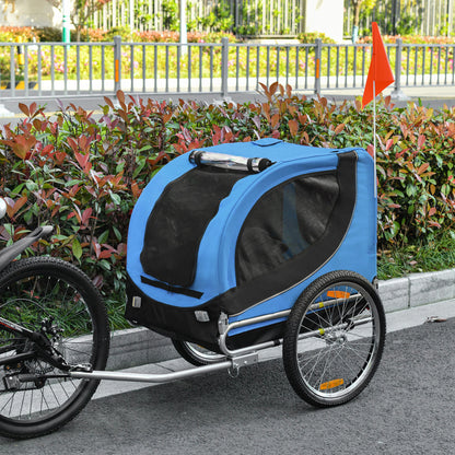 Pet Carrier and Bicycle Trailer for Small to Medium Dogs and Cats - Black and Blue