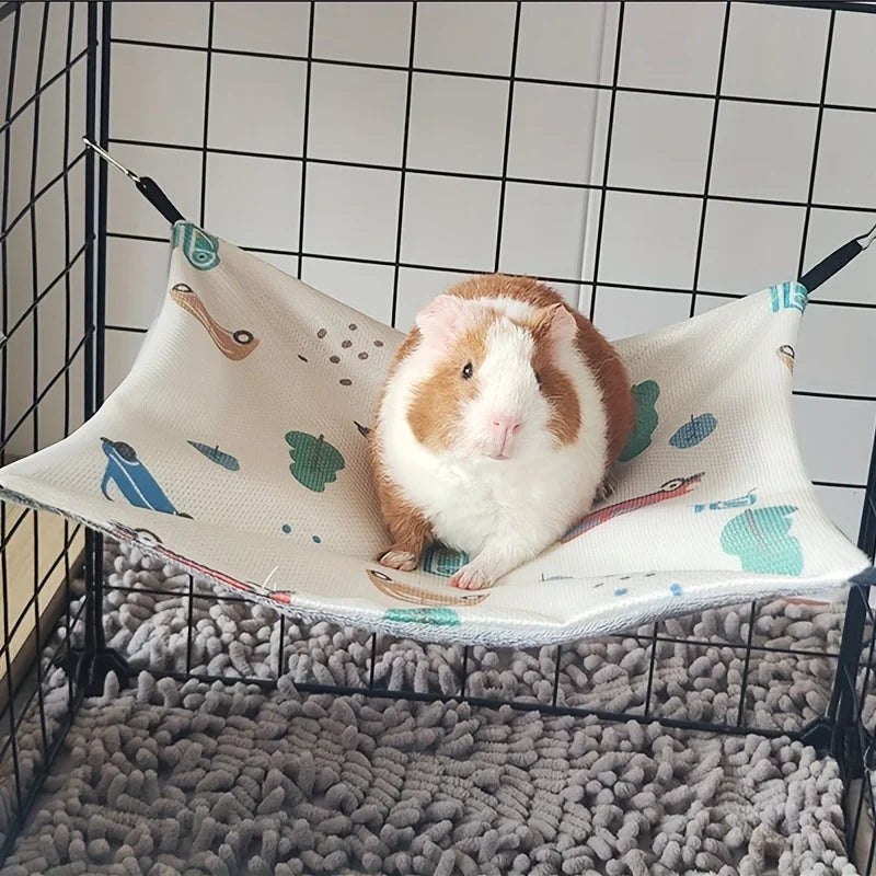 Double-Sided Breathable Summer Hammock for Guinea Pigs - Pet Accessory for Small Animals
