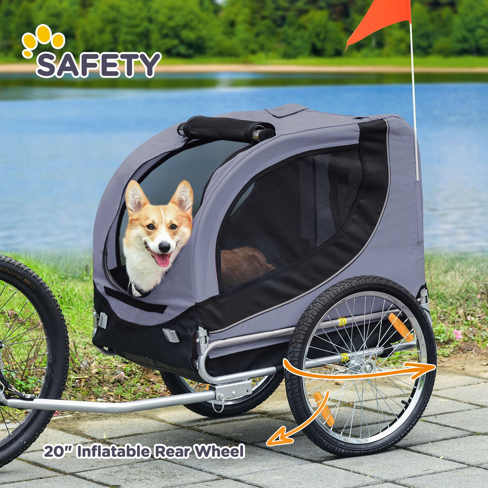Pet Carrier and Bicycle Trailer for Small to Medium Dogs and Cats - Black and Blue