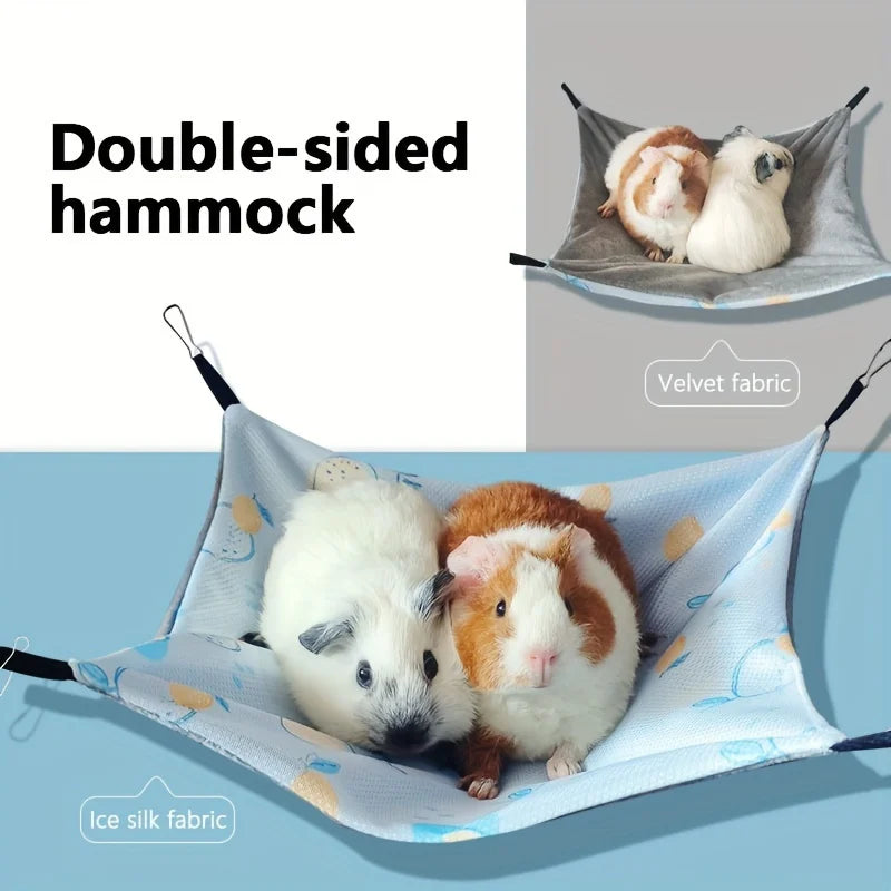 Double-Sided Breathable Summer Hammock for Guinea Pigs - Pet Accessory for Small Animals