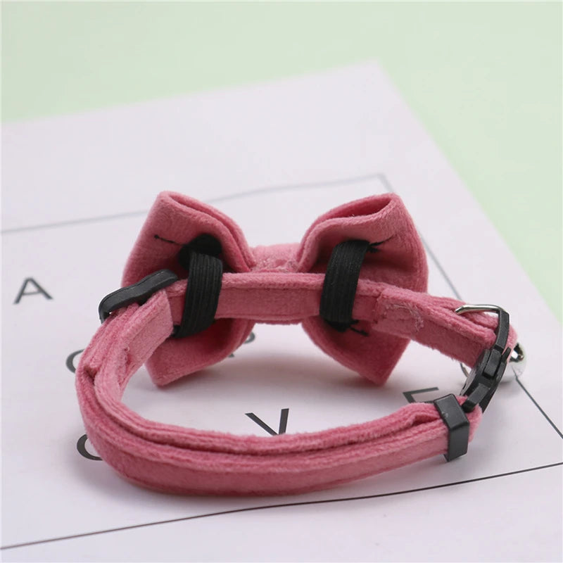 Multicolor Adjustable Cat Collars with Bow and Bell - Stylish Pet Accessories