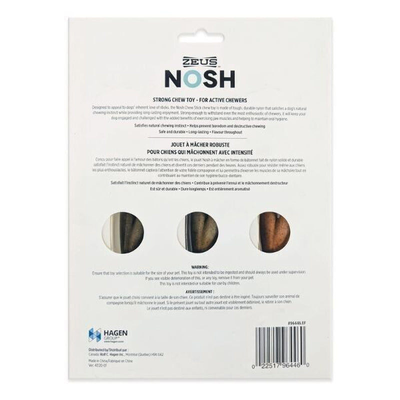 Zeus Nosh Trio Tough Nylon Dog Chew Toys - Chicken, Bacon, Beef, and Cheese Flavors
