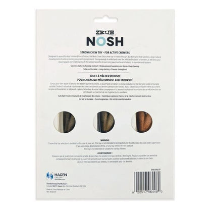 Zeus Nosh Trio Tough Nylon Dog Chew Toys - Chicken, Bacon, Beef, and Cheese Flavors