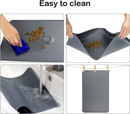 Waterproof Non-Slip Silicone Pet Feeding Mat for Cats and Dogs