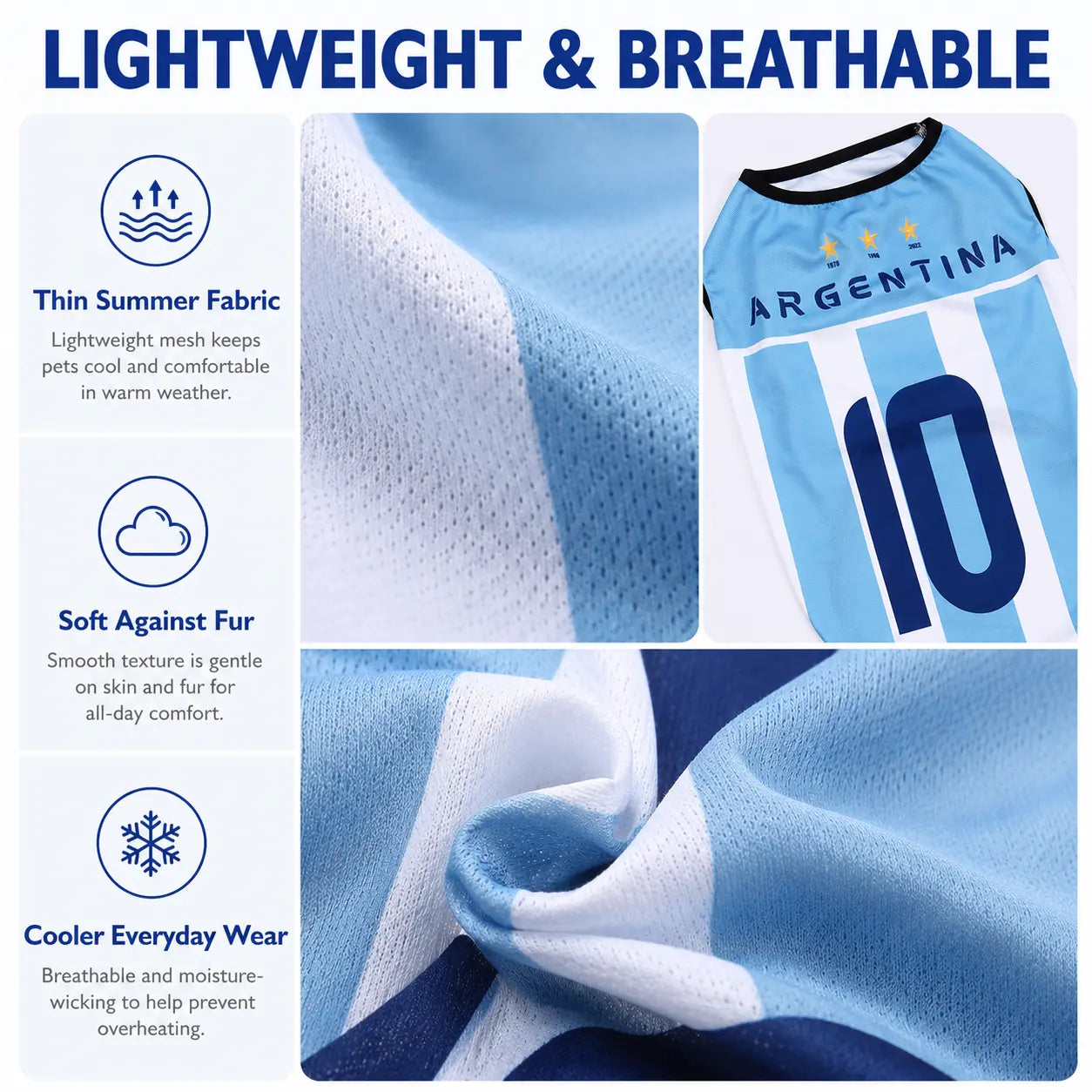 Lightweight Summer Pet Soccer Jersey Vest for Dogs and Cats - Breathable Sleeveless Team-Inspired Apparel for Small to Medium Pets