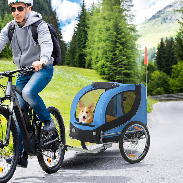 Pet Carrier and Bicycle Trailer for Small to Medium Dogs and Cats - Black and Blue