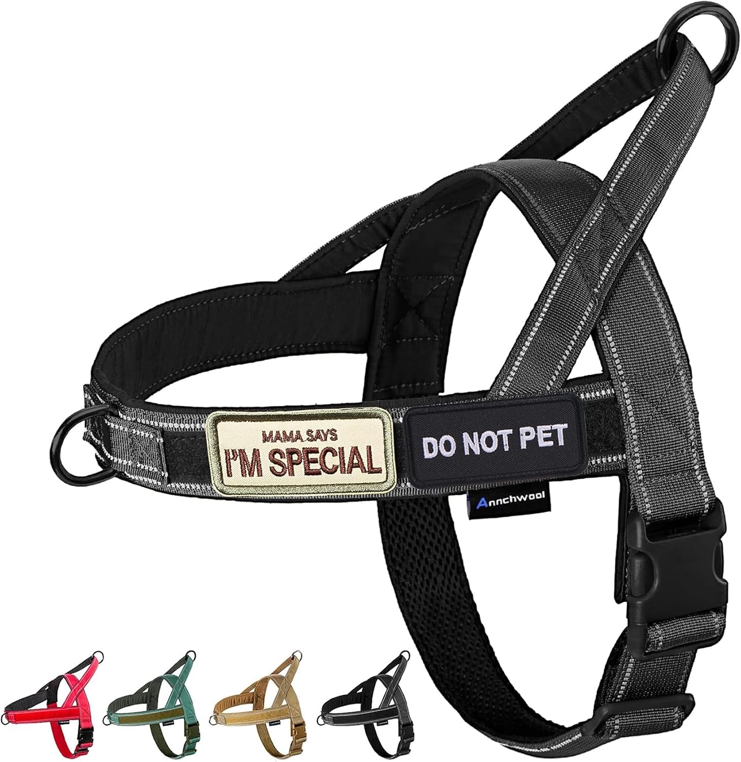 No-Pull Dog Harness with Soft Padded Handle, Reflective Strip, Escape-Proof Design, and Adjustable Fit for Small, Medium, and Large Dogs - Ideal for Training and Walking (Black, XL)