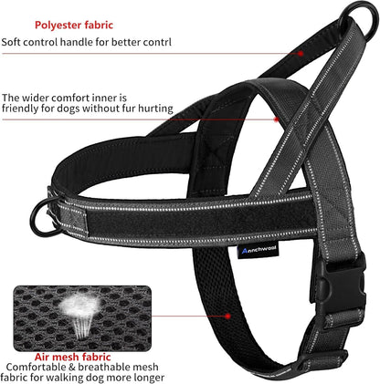 No-Pull Dog Harness with Soft Padded Handle, Reflective Strip, Escape-Proof Design, and Adjustable Fit for Small, Medium, and Large Dogs - Ideal for Training and Walking (Black, XL)