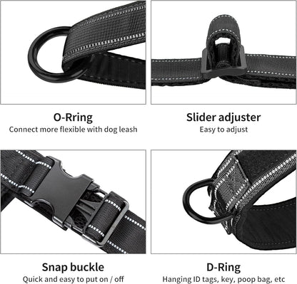 No-Pull Dog Harness with Soft Padded Handle, Reflective Strip, Escape-Proof Design, and Adjustable Fit for Small, Medium, and Large Dogs - Ideal for Training and Walking (Black, XL)