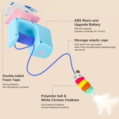 Interactive Retractable Bungee Cat Toy - Automatic Hanging Door Teaser, USB Rechargeable Self-Play Exercise Device for Indoor Boredom Relief and Pet Training