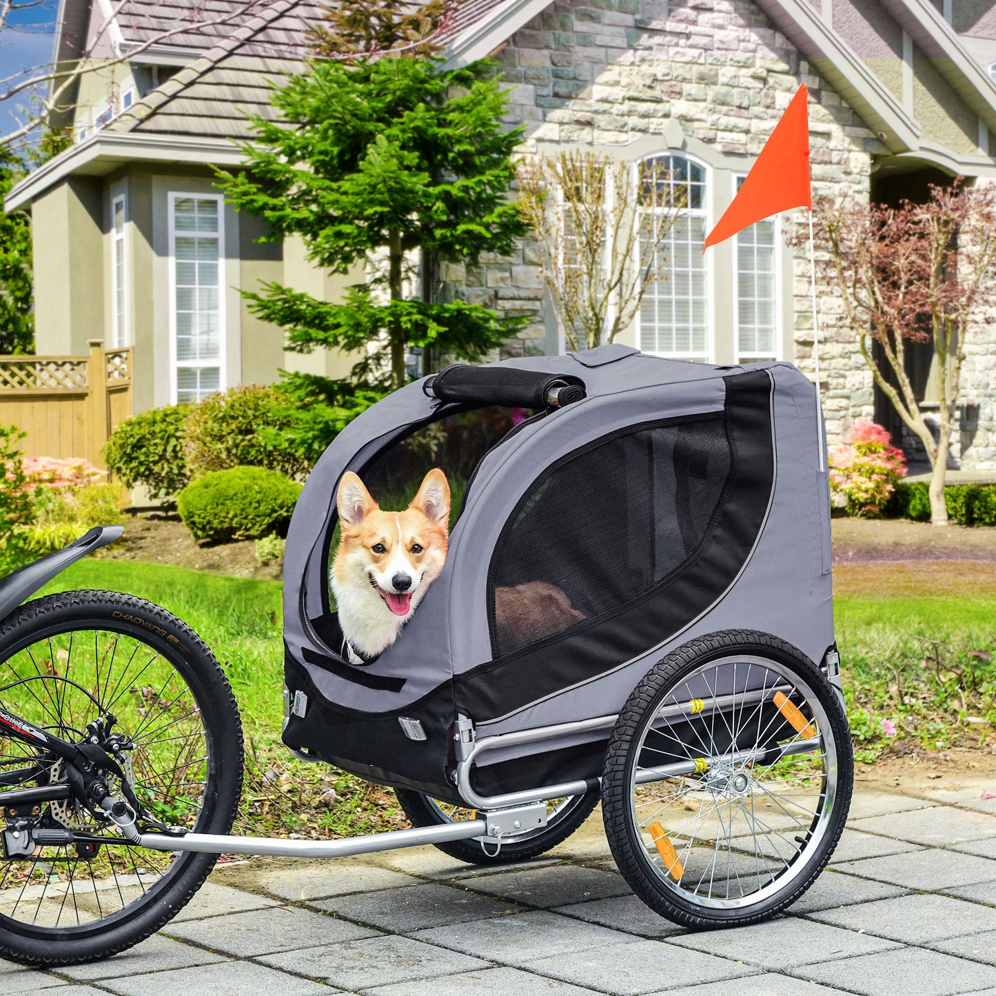 Pet Carrier and Bicycle Trailer for Small to Medium Dogs and Cats - Black and Blue