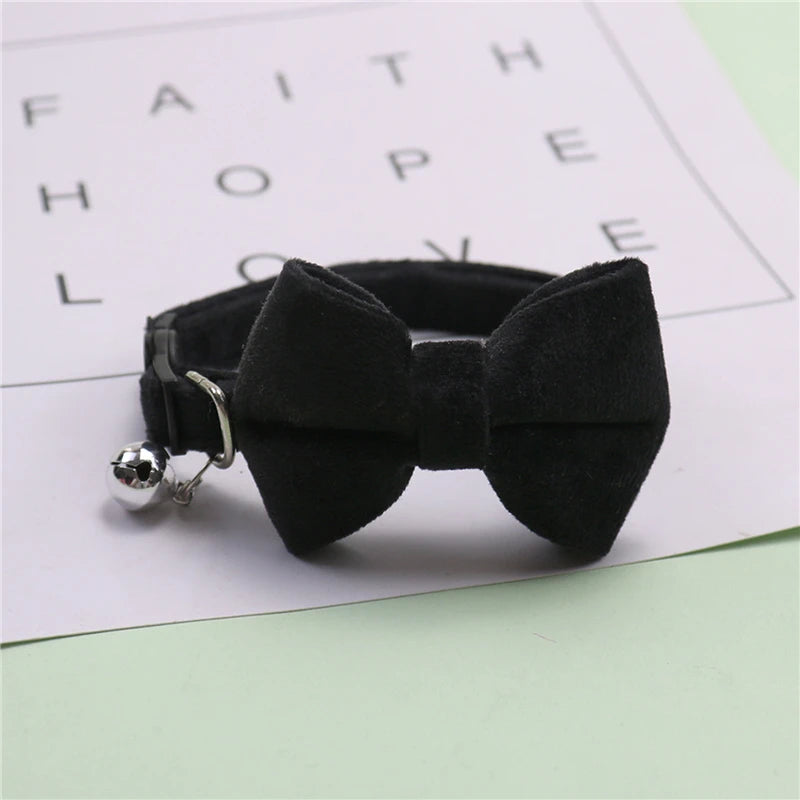 Multicolor Adjustable Cat Collars with Bow and Bell - Stylish Pet Accessories