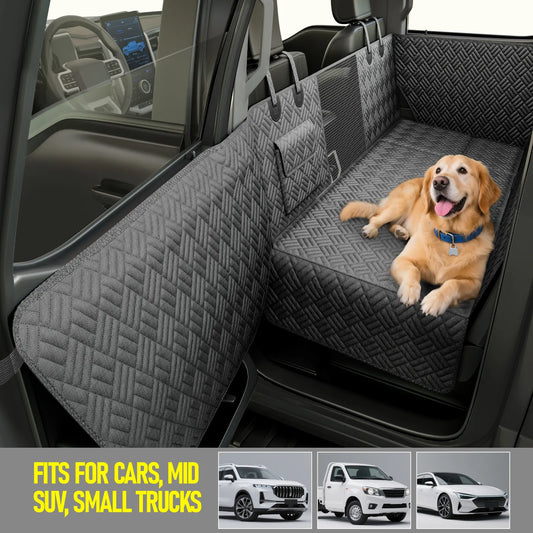 Premium Waterproof Dog Car Seat Cover with Rigid Base, Supports Up to 400 lbs | Innovative Hammock-Style Back Seat Extender for Cars, SUVs, and Full-Size Trucks (Available in Small and Large Sizes)