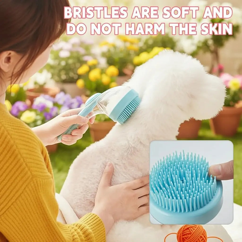 2026 Innovative 2-In-1 Pet Bath and Grooming Deshedding Brush with Integrated Soap Dispenser, 8In x 3In x 4In, Gentle Massage Tool for Dogs and Cats, Enhances Coat Care, Improves Bathing Experience, Promotes Blood Circulation