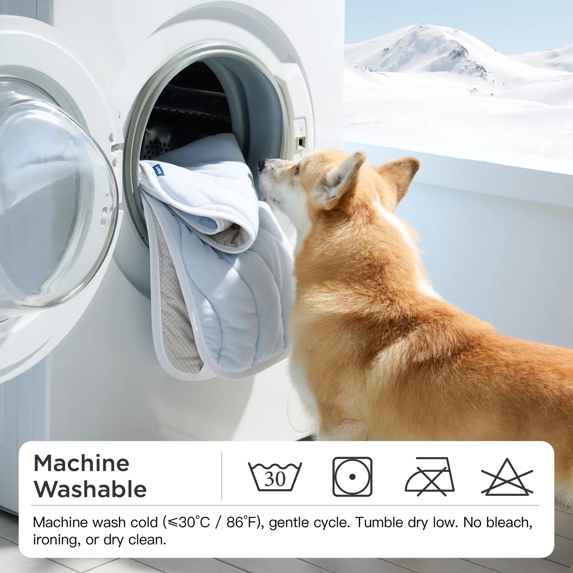 Bedsure Washable Cooling Mat for Dogs – Q-MAX>0.4 Non-Slip Summer Crate Bed for Large Dogs, No Gel or Electricity Required