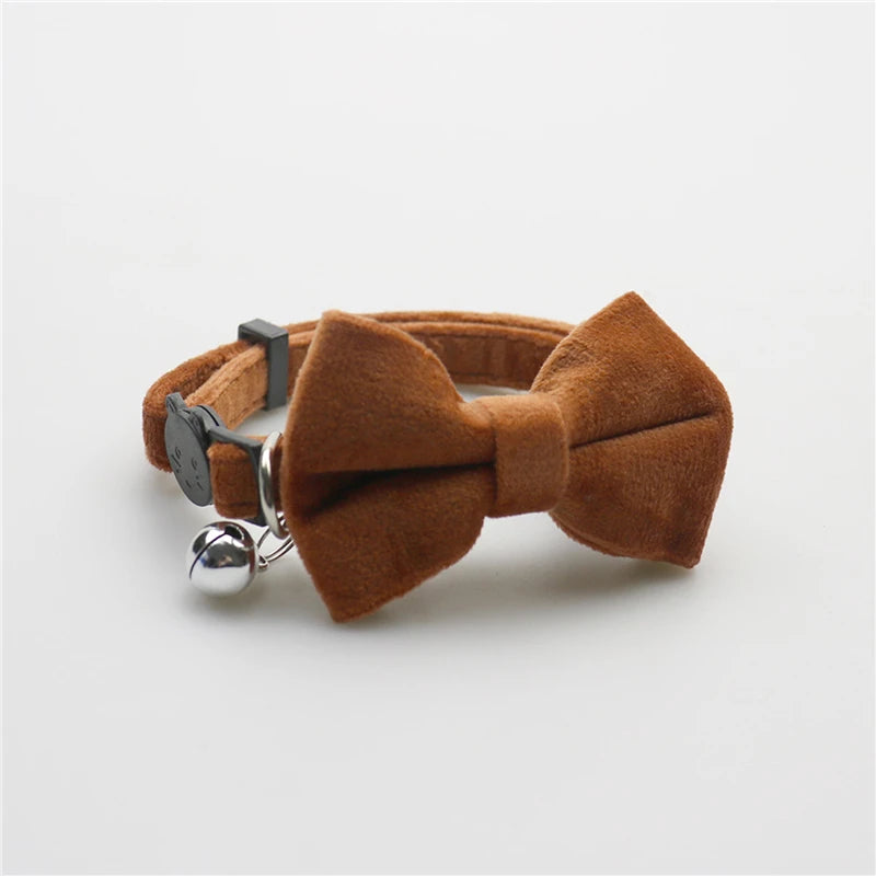 Multicolor Adjustable Cat Collars with Bow and Bell - Stylish Pet Accessories