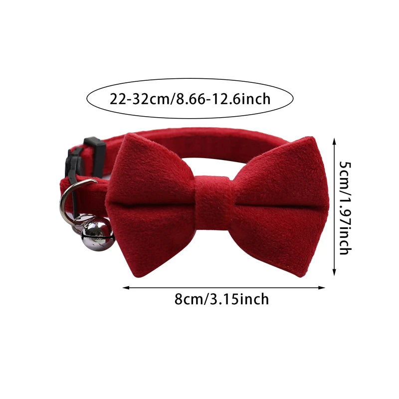 Multicolor Adjustable Cat Collars with Bow and Bell - Stylish Pet Accessories