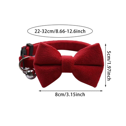 Multicolor Adjustable Cat Collars with Bow and Bell - Stylish Pet Accessories