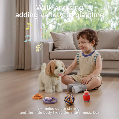 TUMAMA Interactive Realistic Puppy Toy - Walking and Barking Plush Dog with Leash, Songs, Touch and Voice Activation, DIY Feeding Set for Imaginative Play and Emotional Development