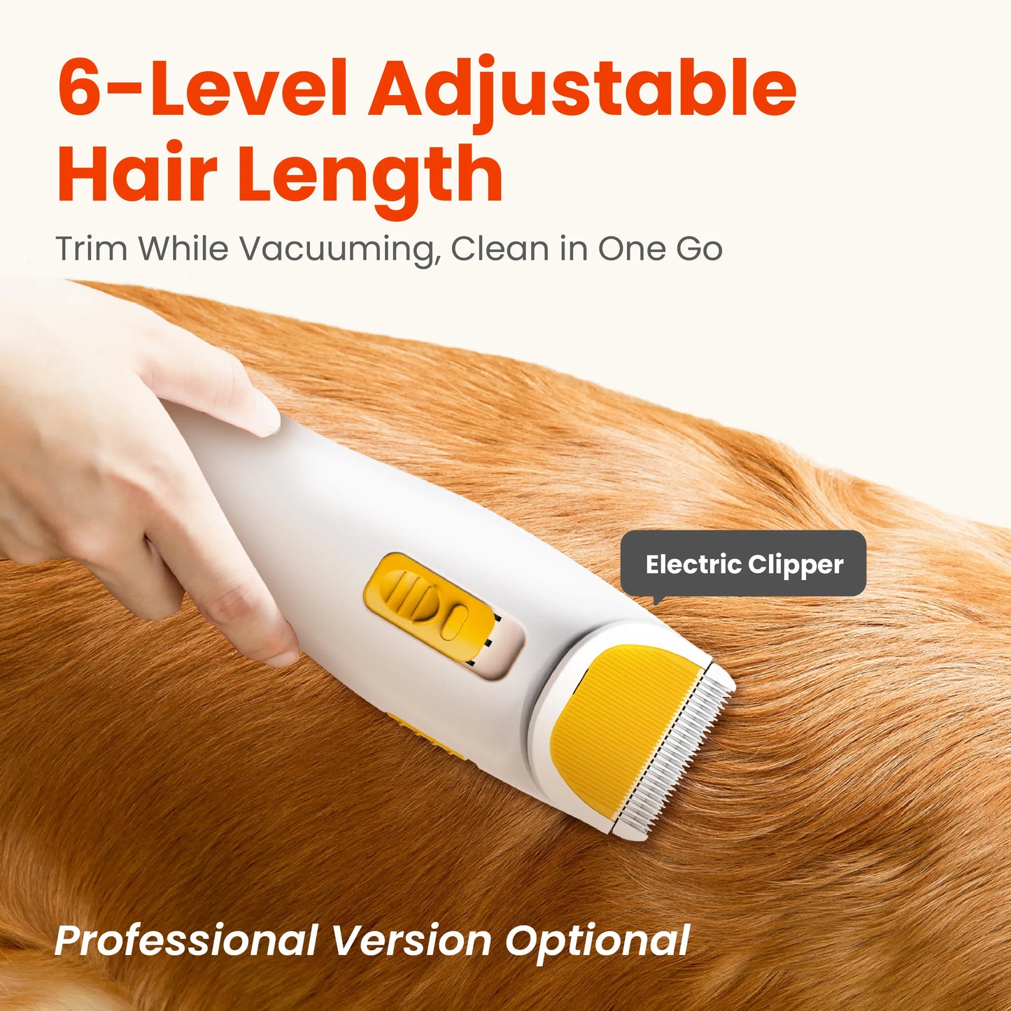 PUPPYOO 5-In-1 Professional Dog Grooming Kit with 13000Pa Vacuum, 1.5L Dust Cup, 4M Cord, Whisper-Quiet Operation, Adjustable Guard Combs, and Hair Remover Roller for Dogs and Cats