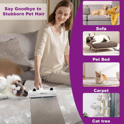Reusable Pet Hair Remover Roller - Effective Lint Brush for Dogs and Cats, Ideal for Cleaning Fur from Carpets, Sofas, Bedding, Furniture, and Rugs, White