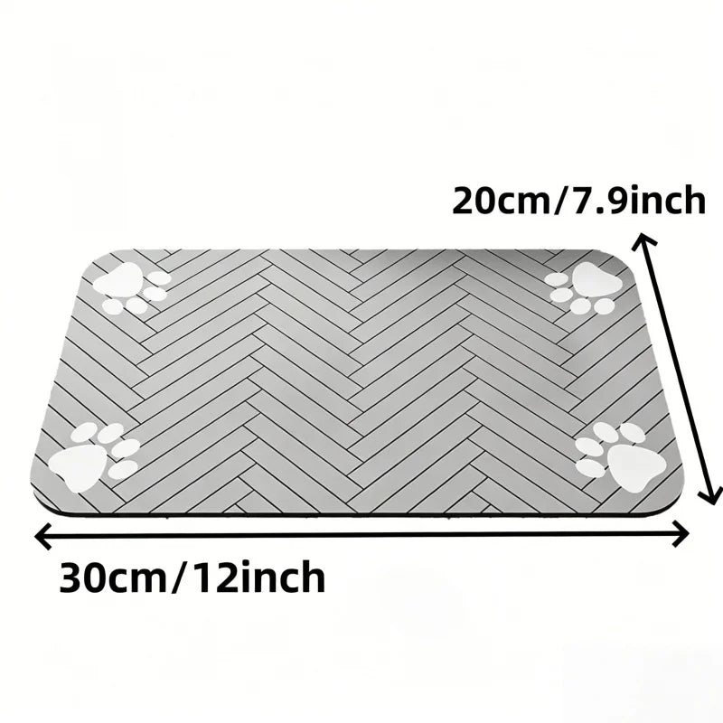 Absorbent Pet Feeding Mat with Waterproof Rubber Backing - Quick Dry Placemat for Food and Water Bowls for Dogs and Cats