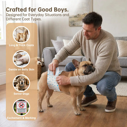 Disposable Male Dog Wraps - Soft Dog Diapers for Small Male Dogs, 12-Pack