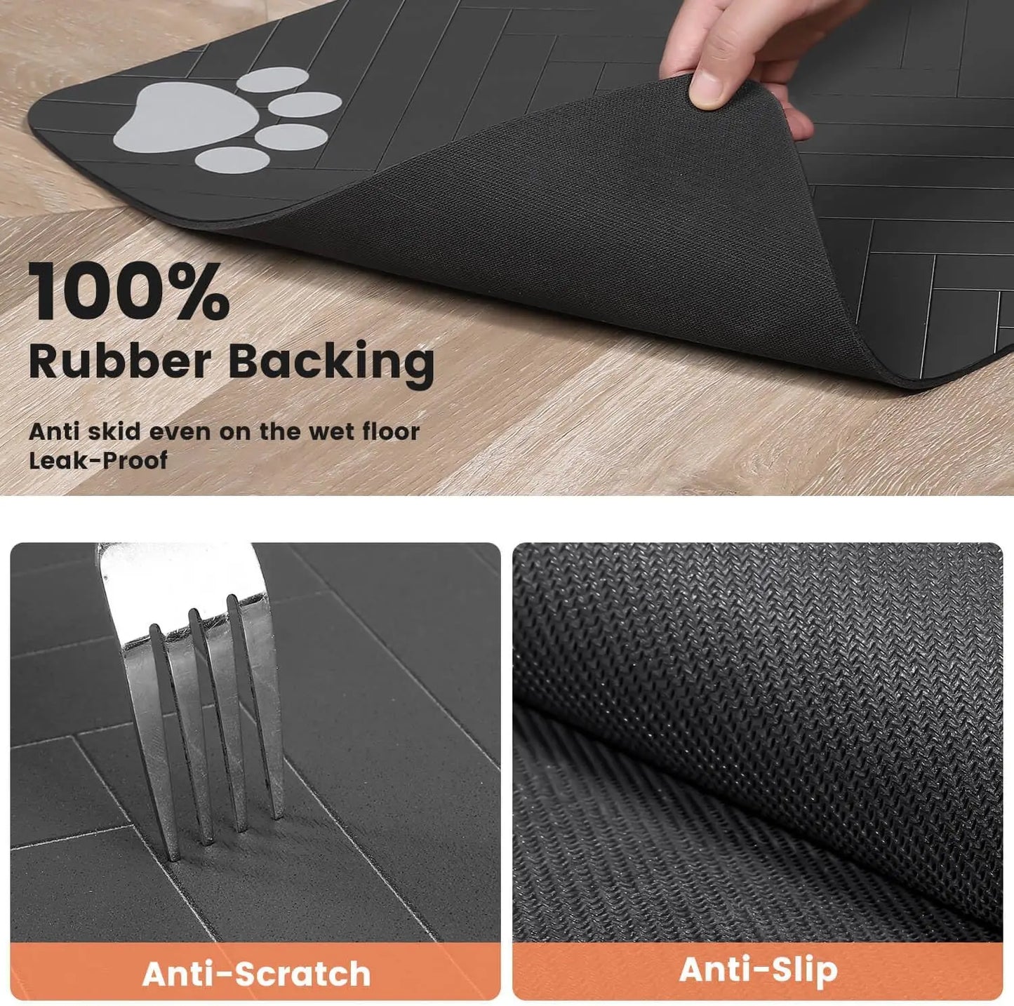Absorbent Pet Feeding Mat with Waterproof Rubber Backing - Quick Dry Placemat for Food and Water Bowls for Dogs and Cats