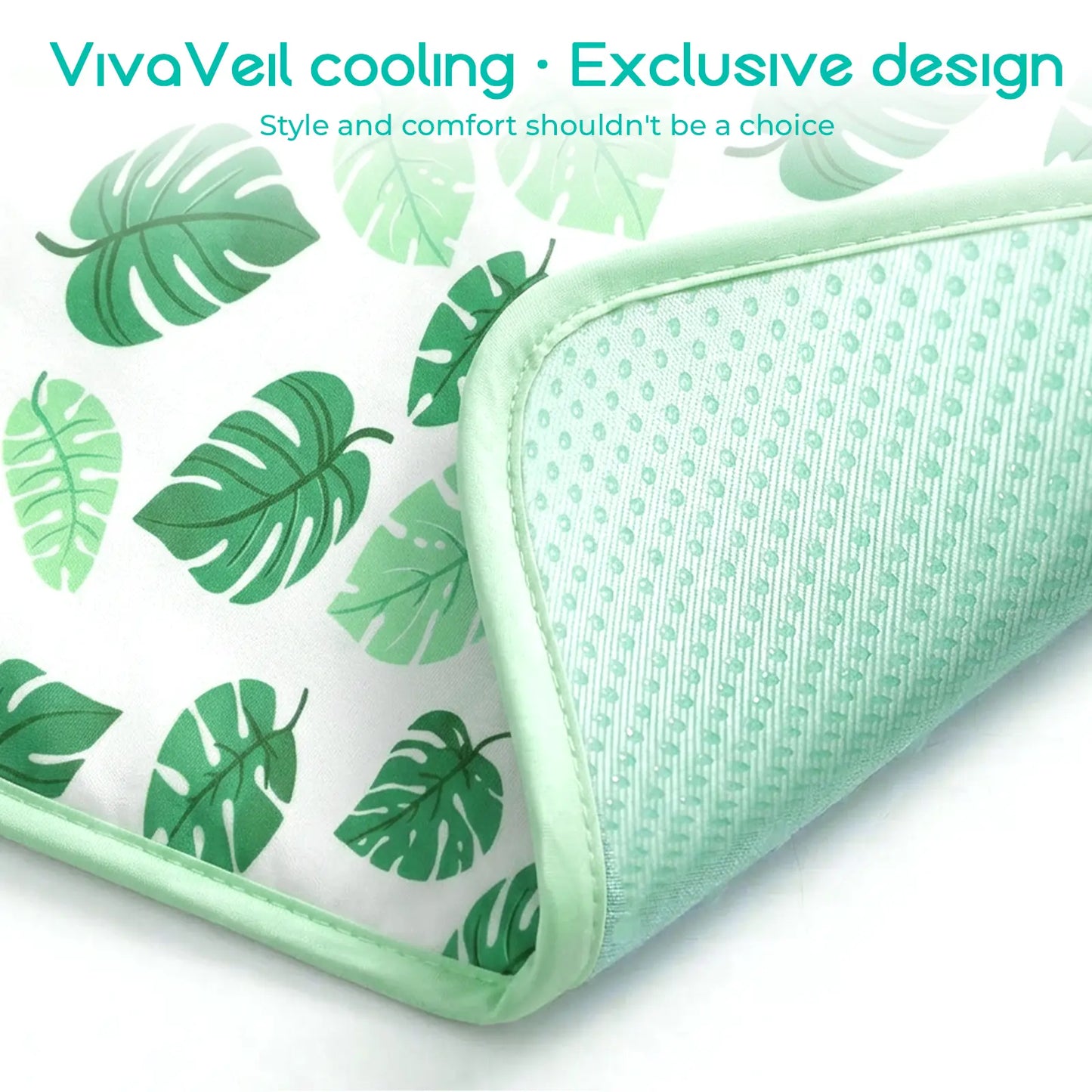 Dog Cooling Mat for Pets, Soft and Breathable Self-Cooling Pad, 23" x 18" Non-Slip Washable Mat for Indoor and Outdoor Use, Leaf Design